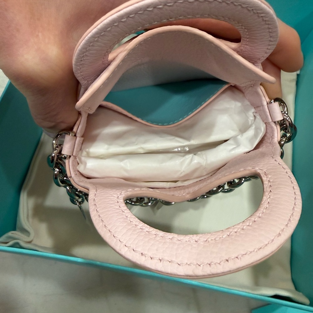Tiffany & Co. Pale Pink Leather Mini Bag with Charm Chain New Full Set - Picture 13 of 15